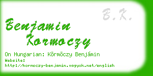 benjamin kormoczy business card