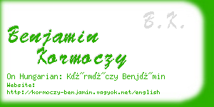 benjamin kormoczy business card